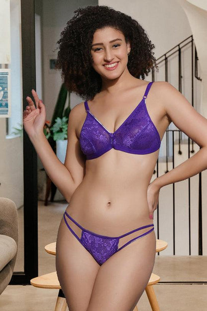 Chia Fashions Net Cotton Lingerie Set For Women's Non-Padded.