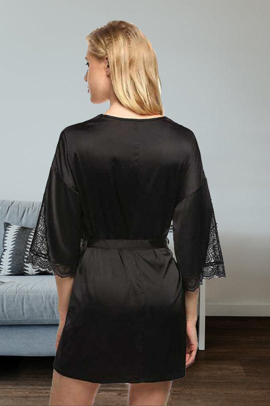 Chia Fashions Satin V-Neck Robe - Sensual Nightwear for a Hot and Enjoyable Evening.