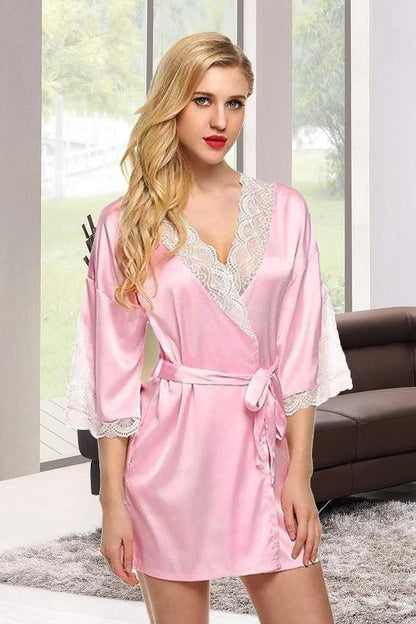 Chia Fashions Satin V-Neck Robe - Sensual Nightwear for a Hot and Enjoyable Evening.