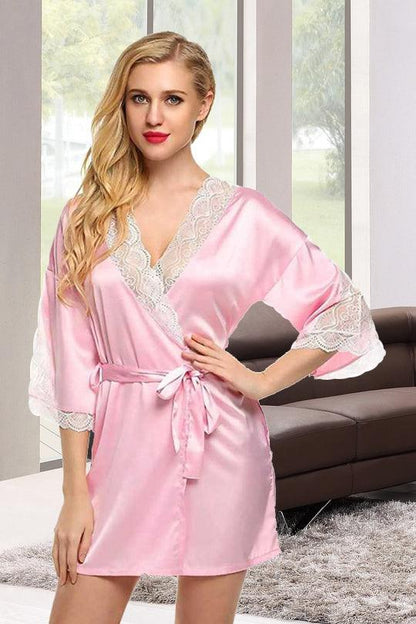 Chia Fashions Satin V-Neck Robe - Sensual Nightwear for a Hot and Enjoyable Evening.