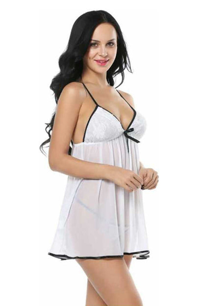 Chia Fashions Women's Lace Lingerie Night Dress Set with G-string Sexy Panties.