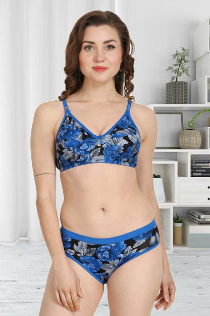 Chia Fashions Flower Printed Bra Panty Sets