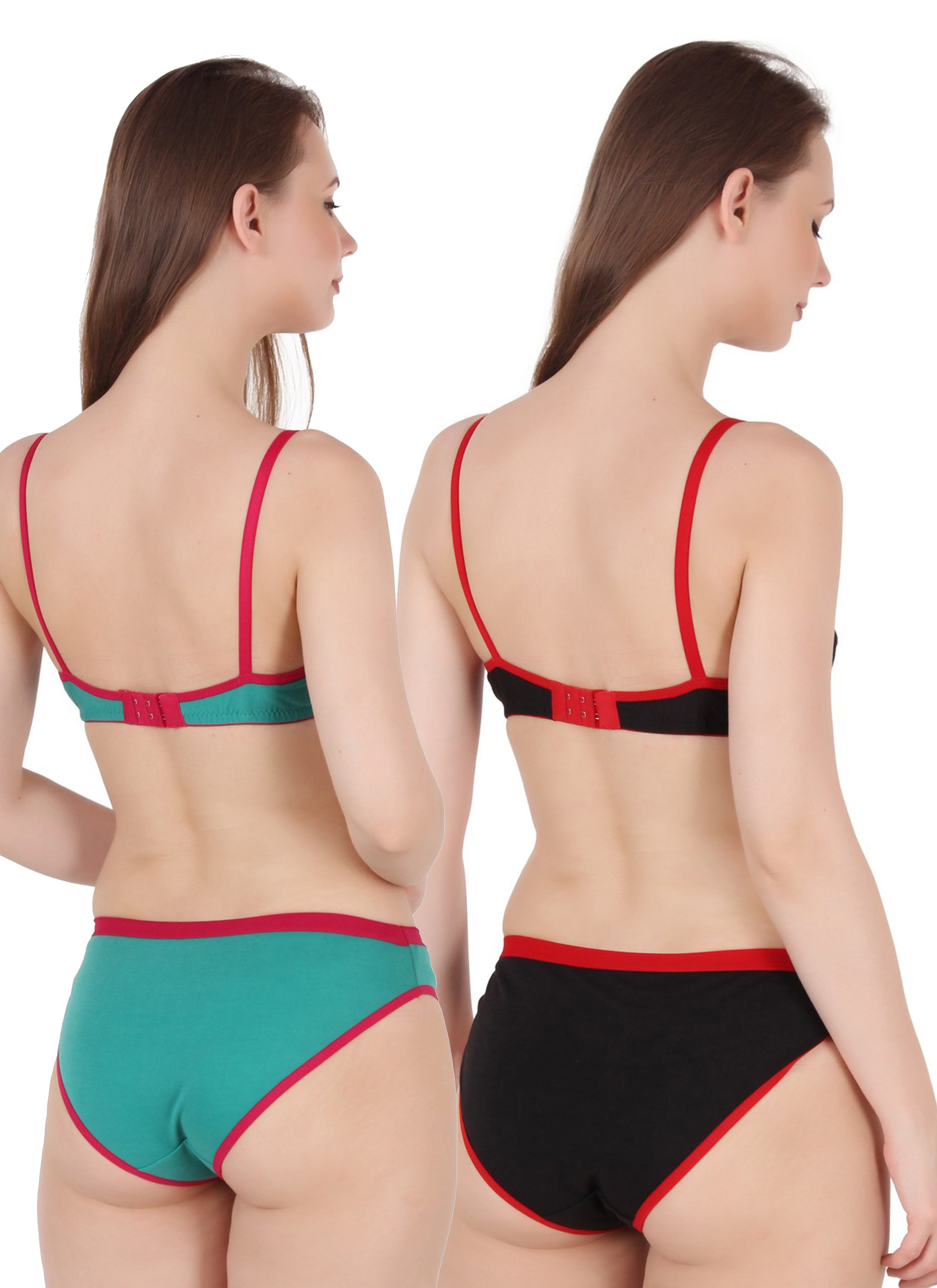 Chia Fashions Women's Full Coverage Cotton Blend Lingerie Sets Pack of 2
