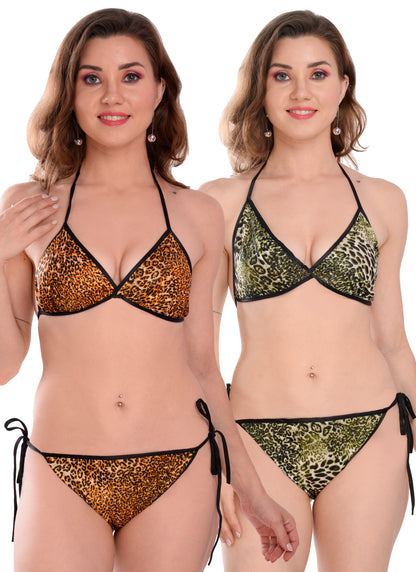 Chia Fashions Multicolor Satin Lingerie Sets Pack Of 2