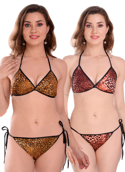 Chia Fashions Multicolor Satin Lingerie Sets Pack Of 2