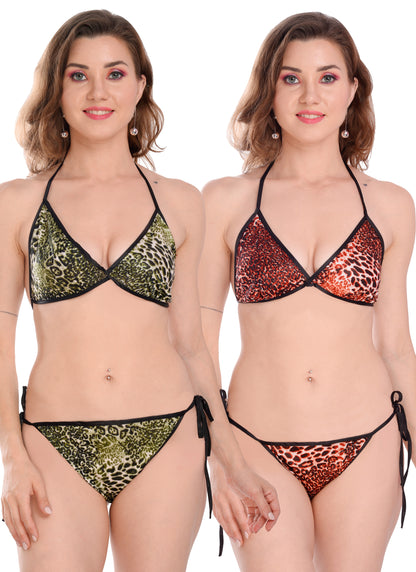 Chia Fashions Multicolor Satin Lingerie Sets Pack Of 2