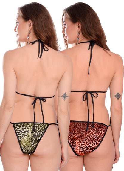 Chia Fashions Multicolor Satin Lingerie Sets Pack Of 2