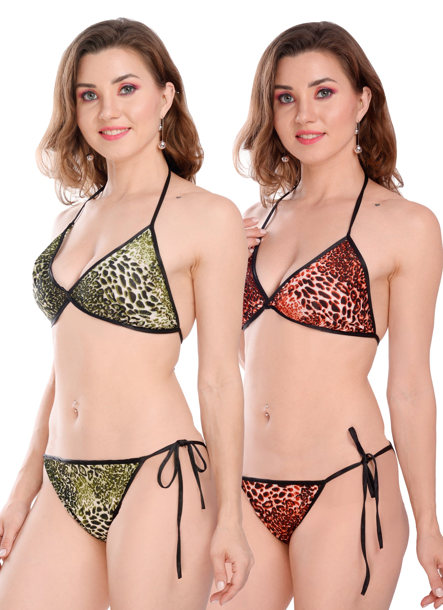 Chia Fashions Multicolor Satin Lingerie Sets Pack Of 2