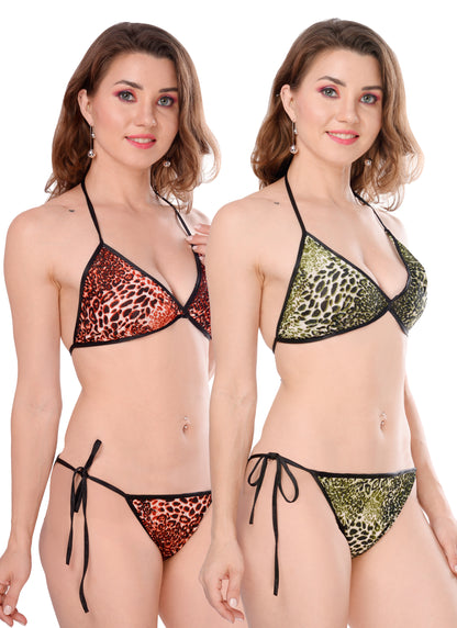 Chia Fashions Multicolor Satin Lingerie Sets Pack Of 2