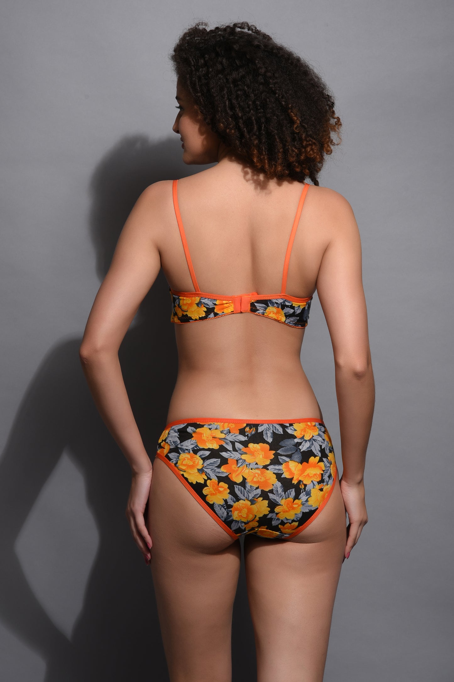 Chia Fashions Sun Flower Print Bra Panty Lingerie Set.